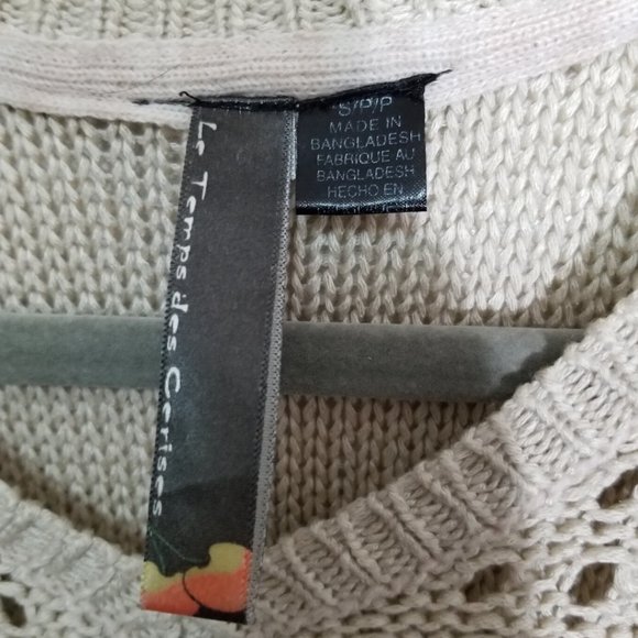 Le Temps Des Cerises Eyelet Knit V-Neck Sweater - Picture 6 of 6